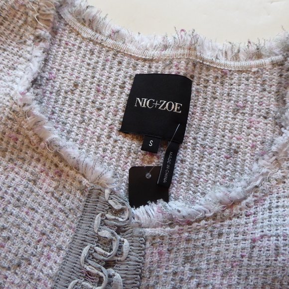 Nic & Zoe Fringe Short Women Open Front Dress Sweater Cardigan Jacket US Size S - Picture 9 of 16